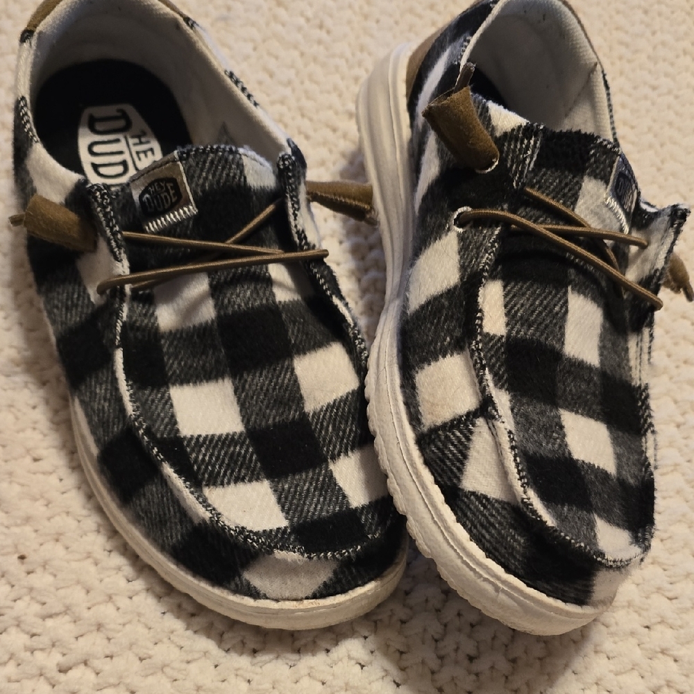 Hey Dude Checkered Moccasins - Black and White